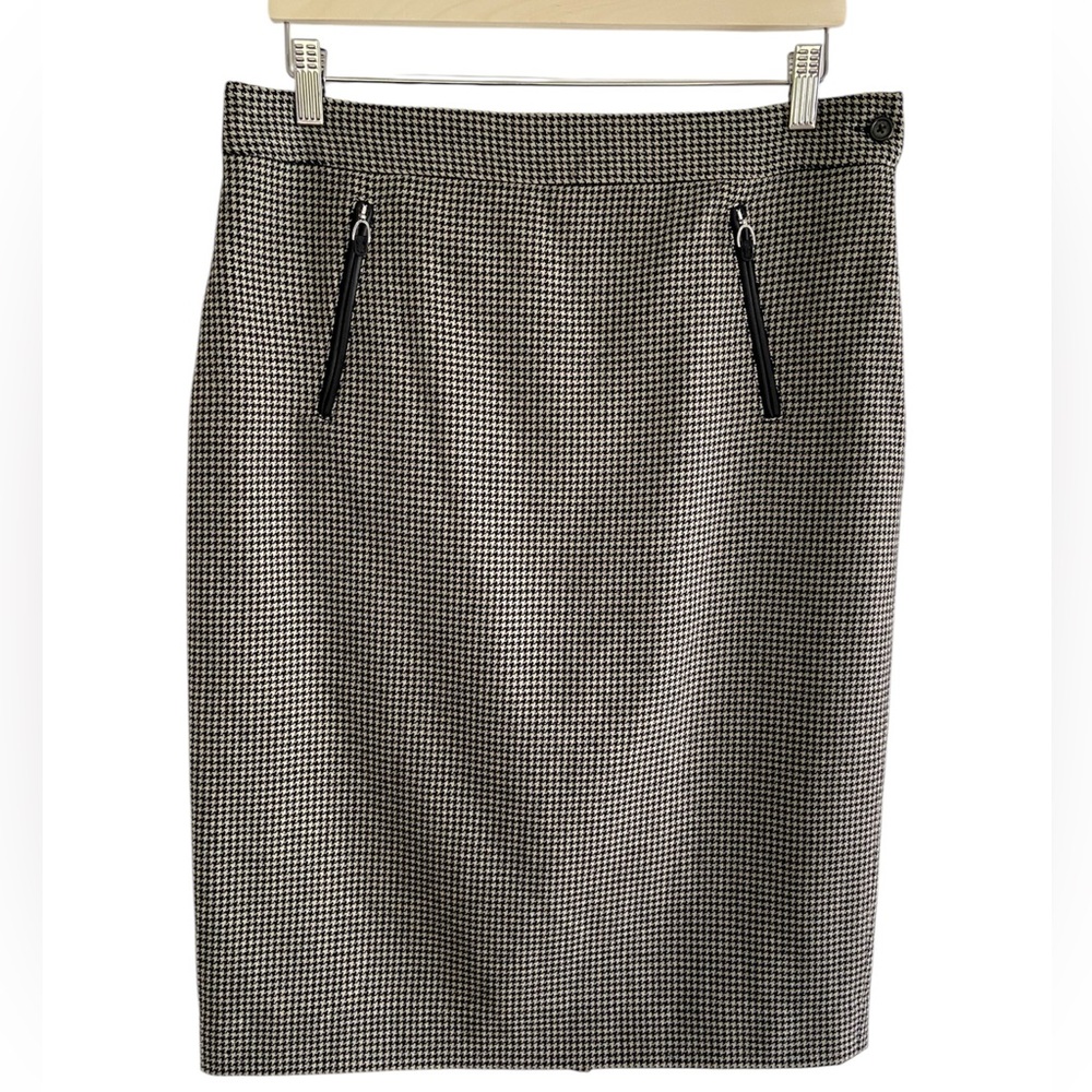 Lauren Ralph Lauren Wool Plaid Skirt Equestrian Academia Preppy Houndstooth 10